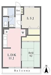 サニーテラス 2LDKの間取図画像