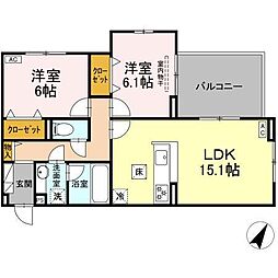フェリーチェ 2LDKの間取図画像