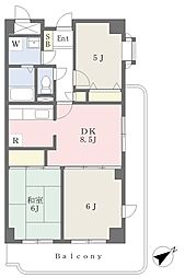 プリメールあざみ野 3DKの間取図画像