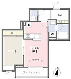 アリスティオ 1LDKの間取図画像