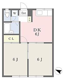 エステートピア王禅寺 1階2DKの間取り