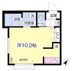 プリマベーラ赤坂 1階ワンルームの間取り