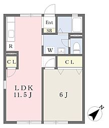ペアタウン2号館 1LDKの間取図画像