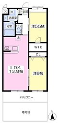 エスカーザ鶴川B 2LDKの間取図画像