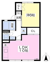 バルコンソワ 1LDKの間取図画像
