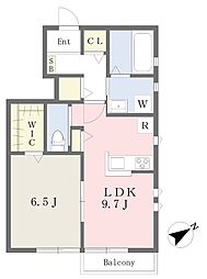 ブランコリーヌ栗平B 1LDKの間取図画像