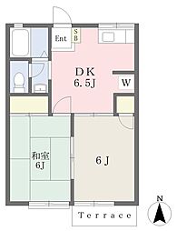 クレストハイツ 2DKの間取図画像