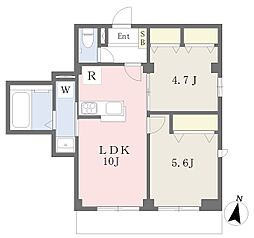 メゾン・ド・ソレイユ 2LDKの間取図画像