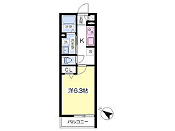 BaysideCourt湘南 1Kの間取図画像