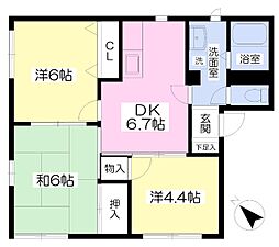 コンフォール石井 3DKの間取図画像
