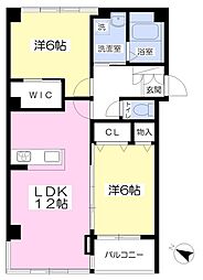 内田ビル 2LDKの間取図画像