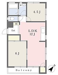 長嶋ハイツ 2LDKの間取図画像