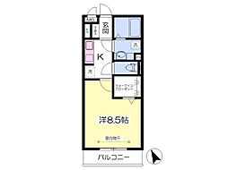アンソレイユ 1Kの間取図画像