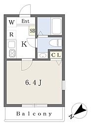 Ｎ−ｈａｒｂａｒ　Ｌａｇｏｏｎ大豆戸町 2階1Kの間取り