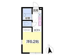 ル・グランブルー浅間町　Ｂ棟 2階ワンルームの間取り