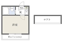 相鉄本線 星川駅 徒歩13分の賃貸アパート 1階1Kの間取り