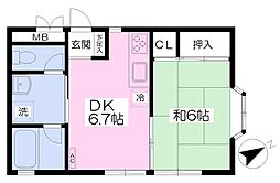 静ハイツ 1DKの間取図画像