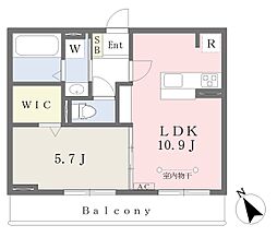 ゼロバルB 1LDKの間取図画像