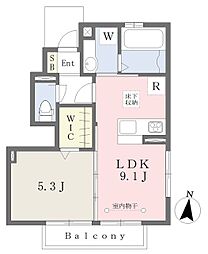 ヒルトップテラス 1LDKの間取図画像