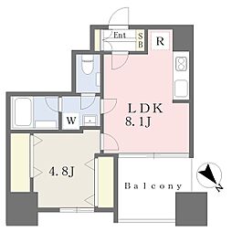 Aioi Bashamichi 1LDKの間取図画像