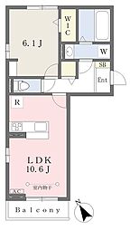 ゼロバルB 1LDKの間取図画像