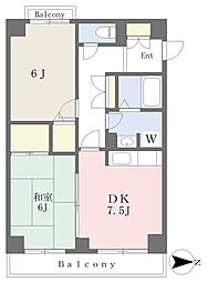 プラーズ高島町 2DKの間取図画像