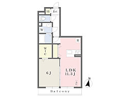 エスポワールカーサ2 1LDKの間取図画像