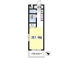 クレセント三ッ沢 ワンルームの間取図画像