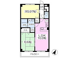 ワイアール六角橋ハイツ 2LDKの間取図画像
