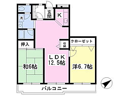 フレア大倉山 2LDKの間取図画像