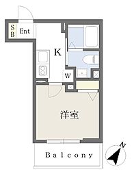アルカディア横濱 1Kの間取図画像