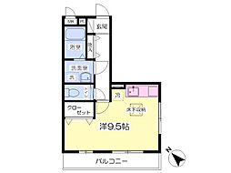 ウイステリア参番館 ワンルームの間取図画像