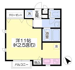 エアフォルク ワンルームの間取図画像