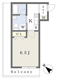 横浜市神奈川区斎藤分町アパート 1Kの間取図画像