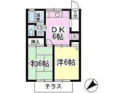 グリーンシティ井上 2DKの間取図画像