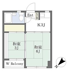 浜桜コーポラス 2Kの間取図画像