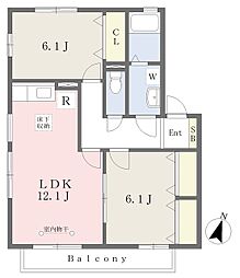 ビオレータ弐番館 1階2LDKの間取り