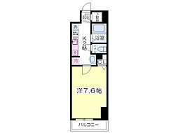 アヴェニューカシワギ 8階1Kの間取り