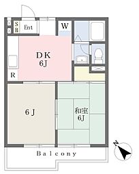 ロキシーフローラ 2DKの間取図画像