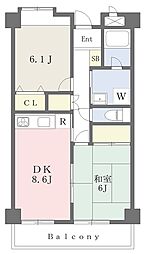 北浦和NCビルロイヤルパーク北浦和 2DKの間取図画像