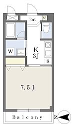 ビィッツシャンブル 1Kの間取図画像