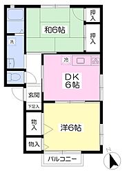 ポリアンサス1 2DKの間取図画像