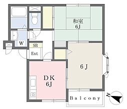 ヴァンベールジュネス 2DKの間取図画像