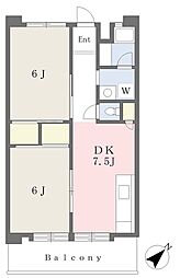 グリーンハイツ金幸 2DKの間取図画像