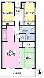 福寿ハイツ 3LDKの間取図画像