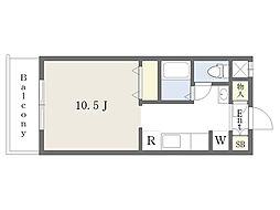 キャッスル・アライ3 ワンルームの間取図画像