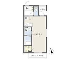 ザ・パークメゾン塚越 2階ワンルームの間取り