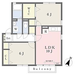ベルテI 1階2LDKの間取り