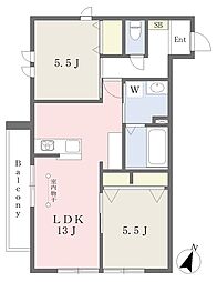 （仮）川口市戸塚6丁目新築計画 205 2階2LDKの間取り