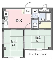 メゾンプチティール 3階2DKの間取り